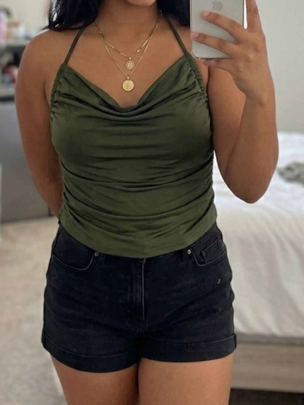 Fashion Nova Olive Green Crop Top